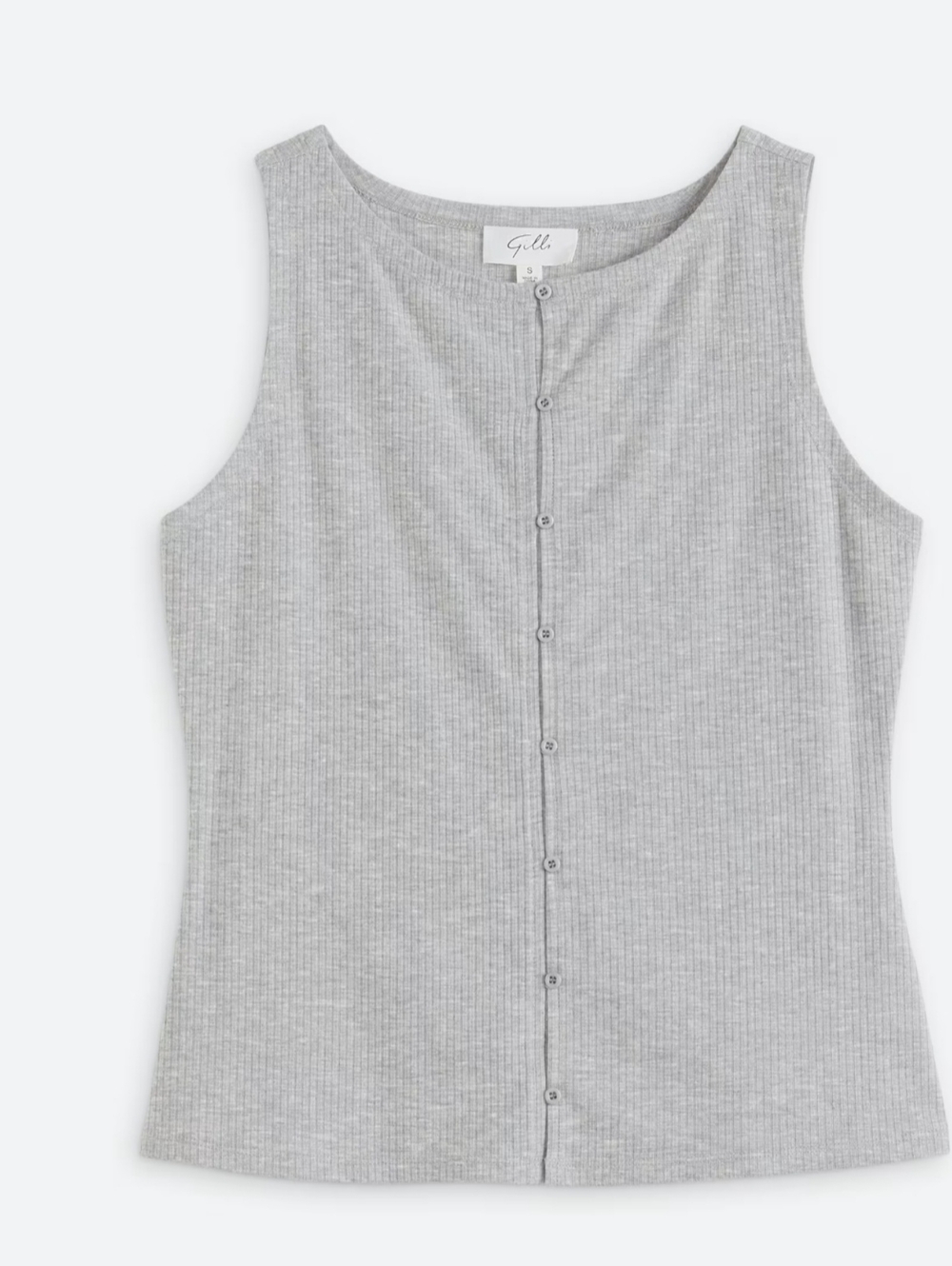 Gilli Xl Grey Amber Sleeveless Button Front Knit Tank